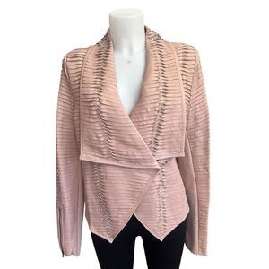 G.I.L.I. Pleated Genuine Leather Jacket‎ in Light Blush Drape Front Classy sz 10
